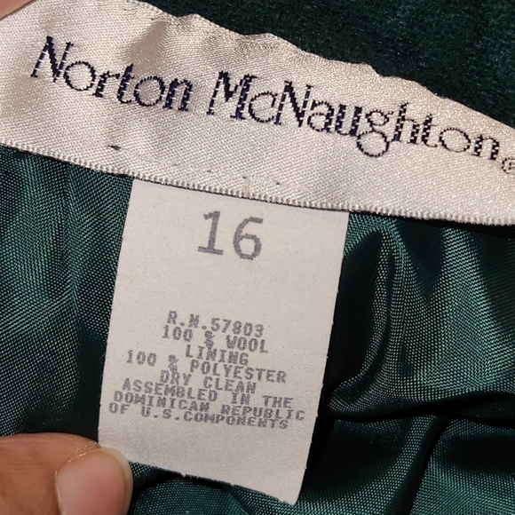 NORTON MCNAUGHTON Vintage Green 100% Wool Skirt - Picture 6 of 9